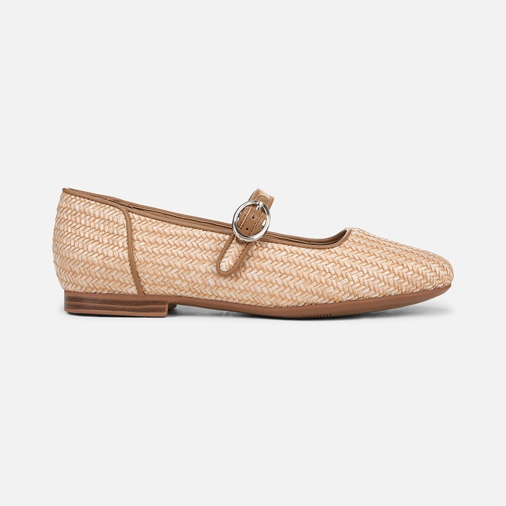 Naturalizer Kelly 4 Mary Jane Flat - Tan Woven Faux Leather Naturalizer Kelly 4 Mary Jane Flat - Tan Woven Faux Leather