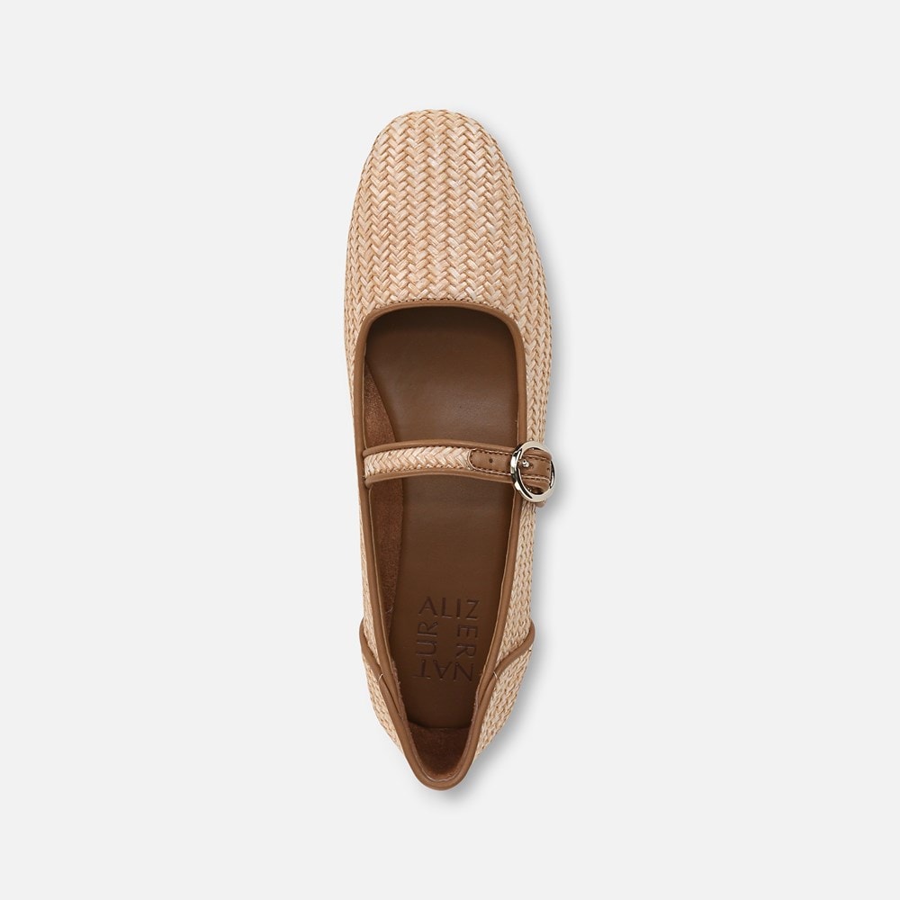 Naturalizer Kelly 4 Mary Jane Flat - Tan Woven Faux Leather Naturalizer Kelly 4 Mary Jane Flat - Tan Woven Faux Leather