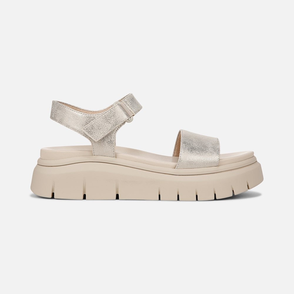 Naturalizer SOUL Poppi Wedge Sandal - Light Gold Faux Leather Naturalizer SOUL Poppi Wedge Sandal - Light Gold Faux Leather