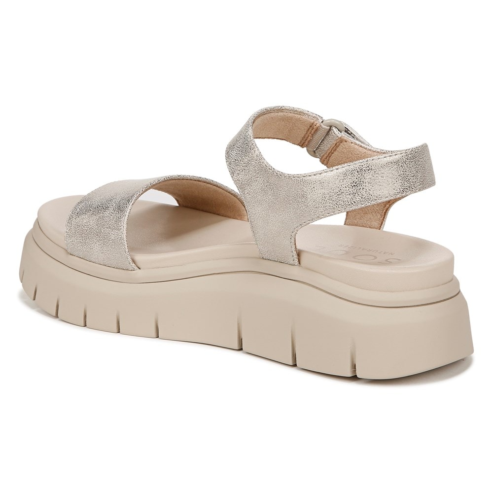 Naturalizer SOUL Poppi Wedge Sandal - Light Gold Faux Leather Naturalizer SOUL Poppi Wedge Sandal - Light Gold Faux Leather