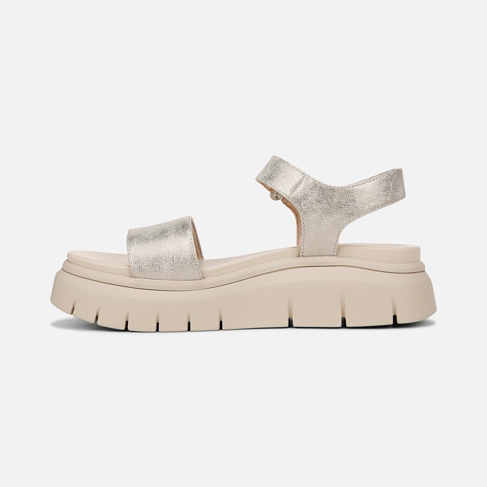 Naturalizer SOUL Poppi Wedge Sandal - Light Gold Faux Leather Naturalizer SOUL Poppi Wedge Sandal - Light Gold Faux Leather