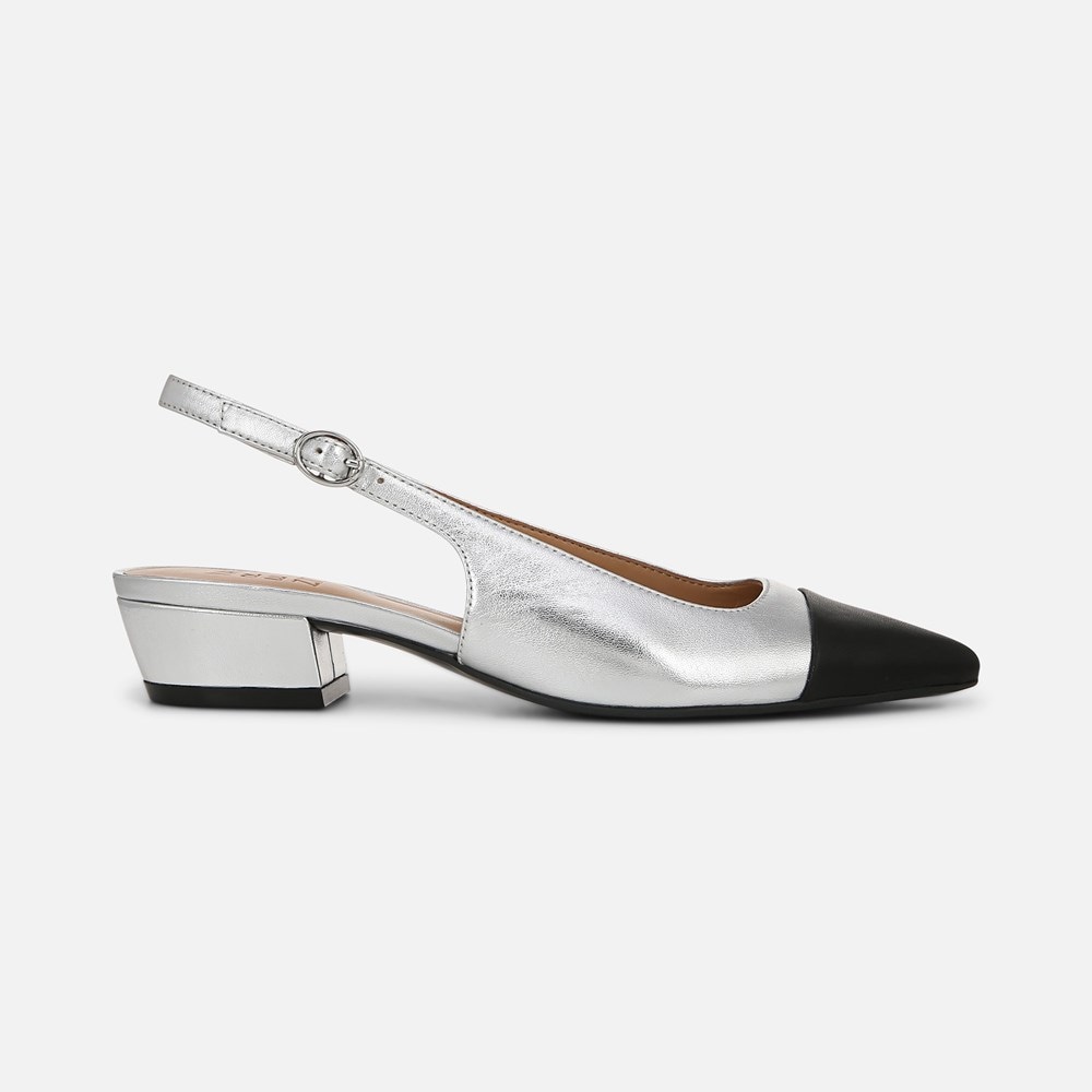 Naturalizer Banks Slingback - Silver / Black Leather