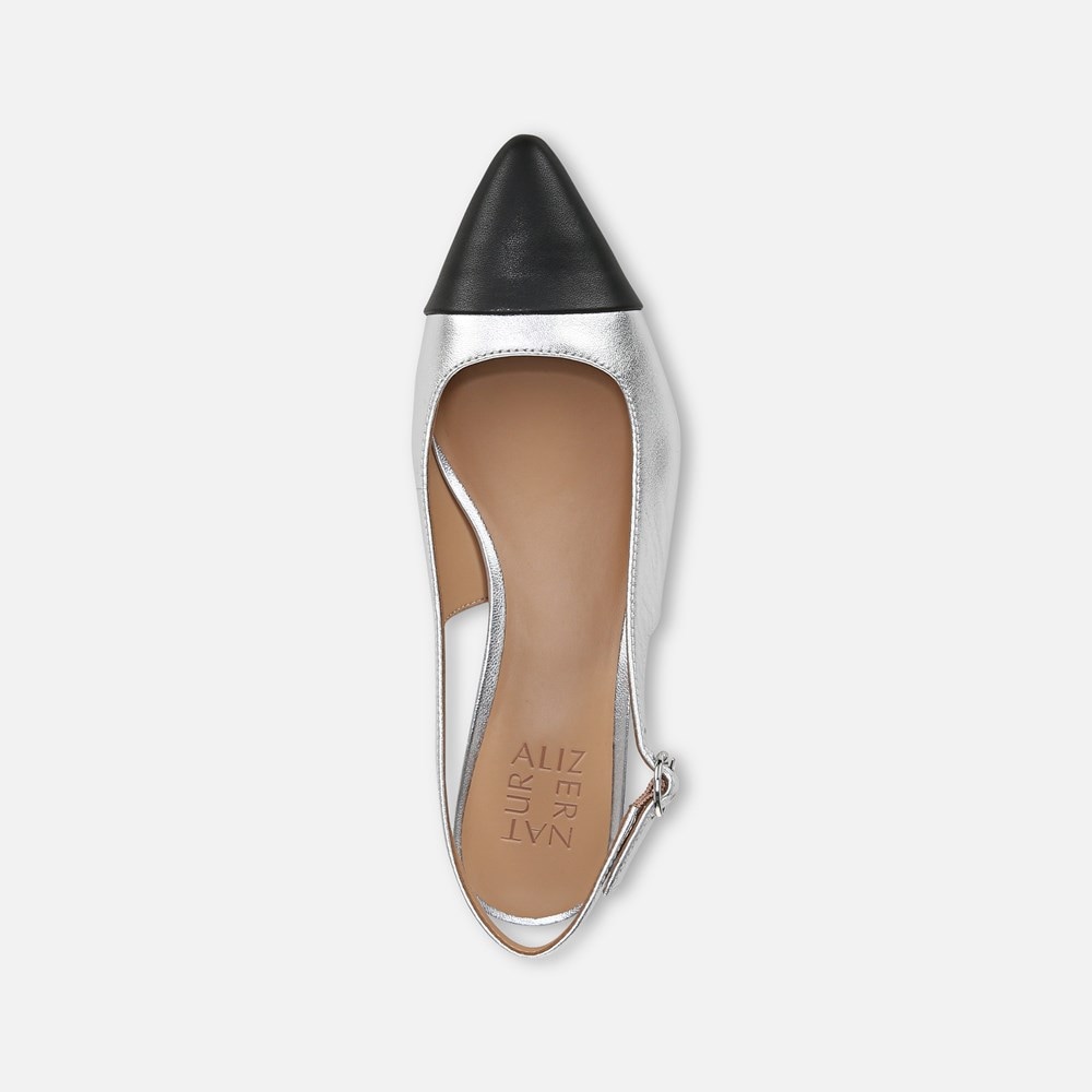 Naturalizer Banks Slingback - Silver / Black Leather