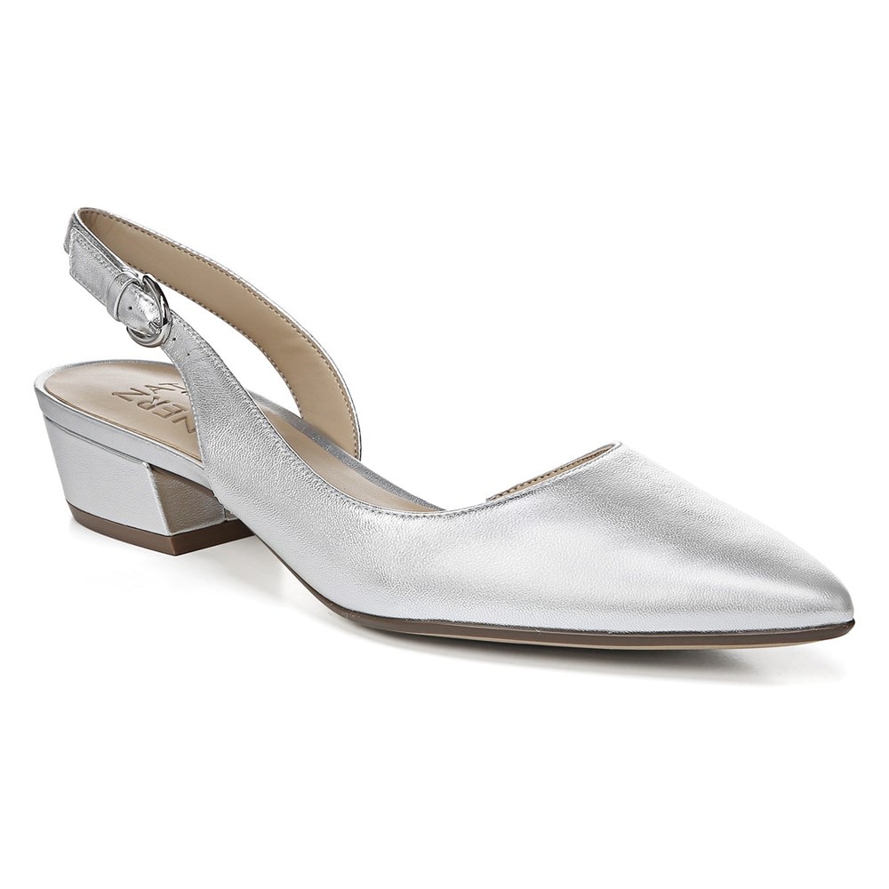 Naturalizer Banks Pointed Toe Flat - Silver Leather Naturalizer Banks Pointed Toe Flat - Silver Leather