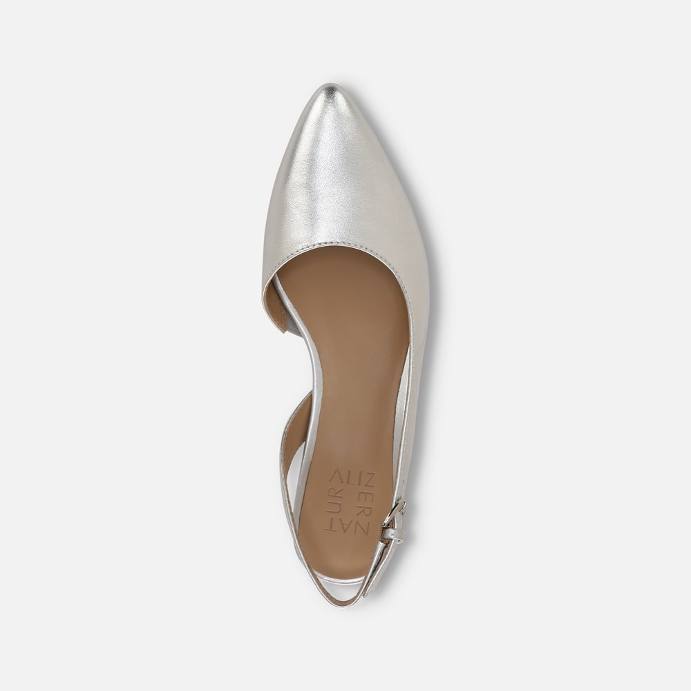 Naturalizer Banks Pointed Toe Flat - Silver Leather Naturalizer Banks Pointed Toe Flat - Silver Leather