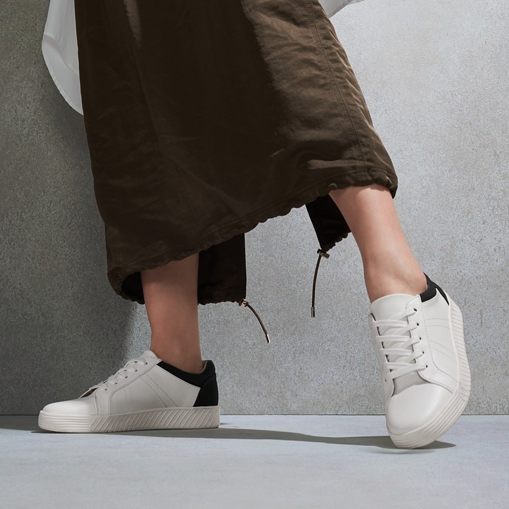 Naturalizer SOUL Neela Sneaker - White/Black Faux Leather