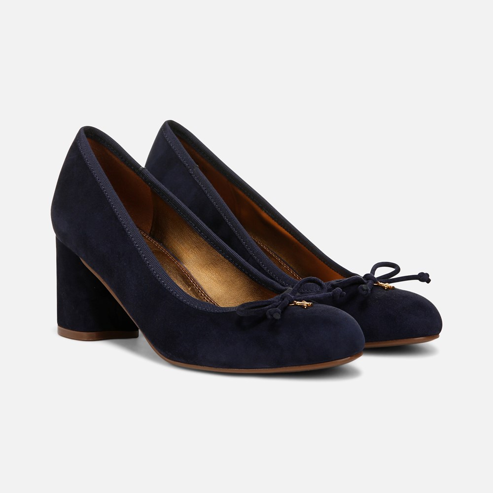 Naturalizer Sienna Block Heel Pump - Midnight Blue Suede