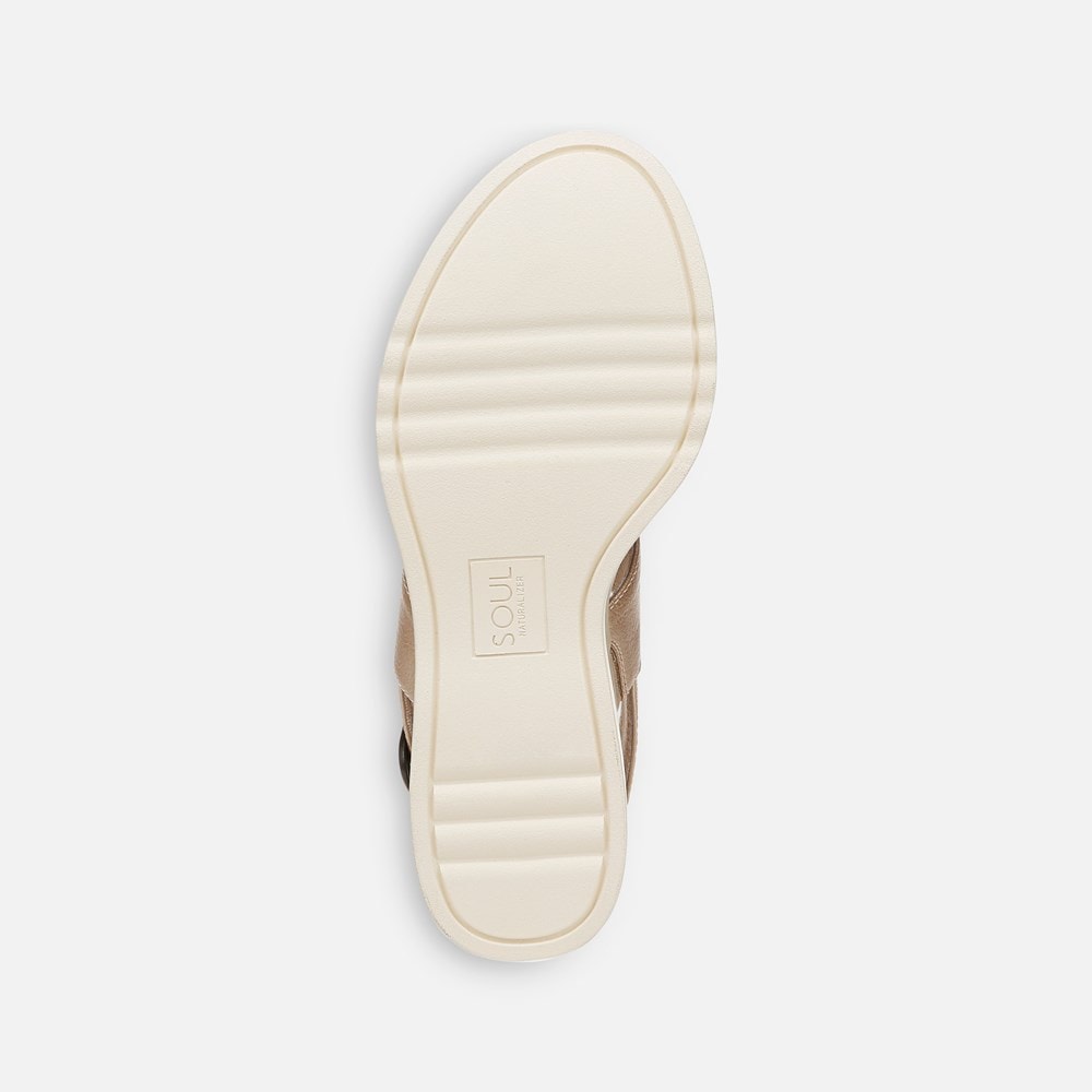 Naturalizer SOUL Livia Wedge Sandal - Gold Faux Leather Naturalizer SOUL Livia Wedge Sandal - Gold Faux Leather