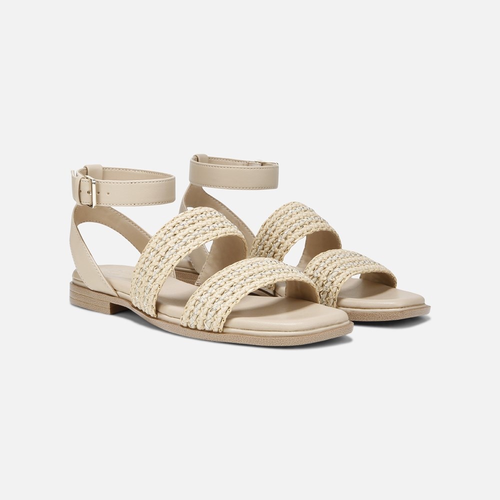 Naturalizer Gana Strappy Sandal - Coastal Tan Faux Straw Fabric