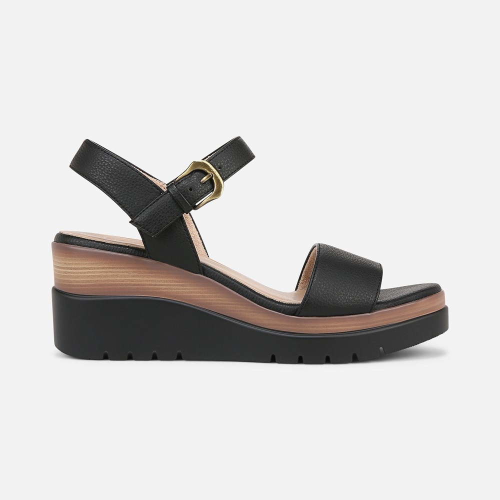 Naturalizer SOUL Graciela Wedge Sandal - Black Faux Leather Naturalizer SOUL Graciela Wedge Sandal - Black Faux Leather