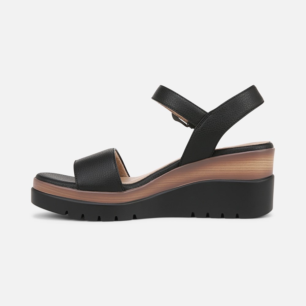 Naturalizer SOUL Graciela Wedge Sandal - Black Faux Leather Naturalizer SOUL Graciela Wedge Sandal - Black Faux Leather