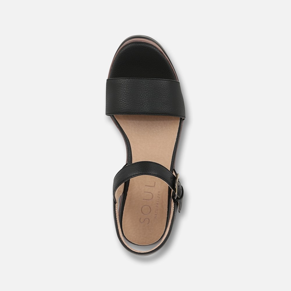 Naturalizer SOUL Graciela Wedge Sandal - Black Faux Leather Naturalizer SOUL Graciela Wedge Sandal - Black Faux Leather