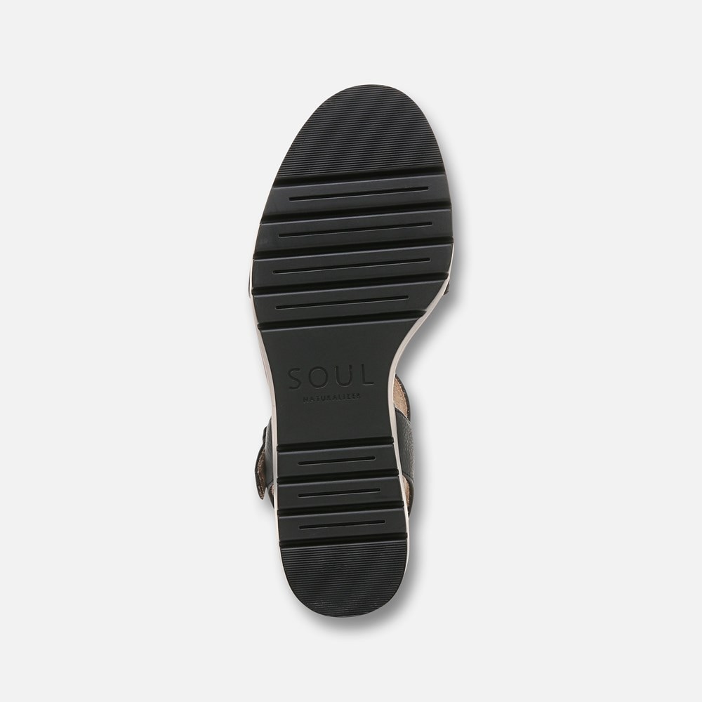 Naturalizer SOUL Graciela Wedge Sandal - Black Faux Leather Naturalizer SOUL Graciela Wedge Sandal - Black Faux Leather