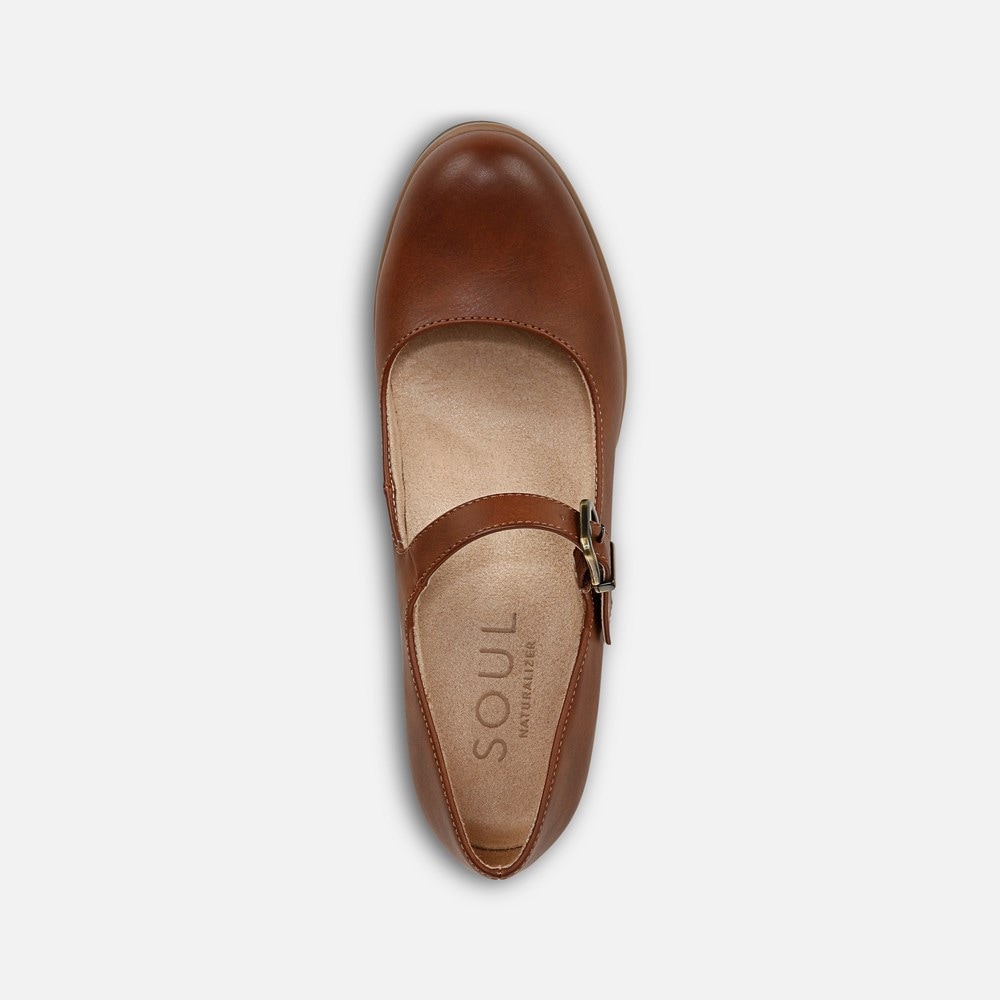 Naturalizer SOUL Adore Mary Jane Wedge - Toffee Brown Faux Leather Naturalizer SOUL Adore Mary Jane Wedge - Toffee Brown Faux Leather