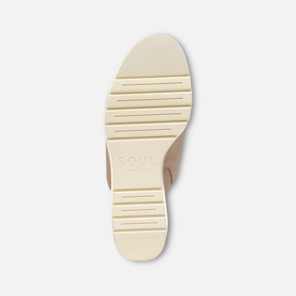 Naturalizer Soul Goodtimes Mule Wedge Sandal - Light Taupe Synthetic