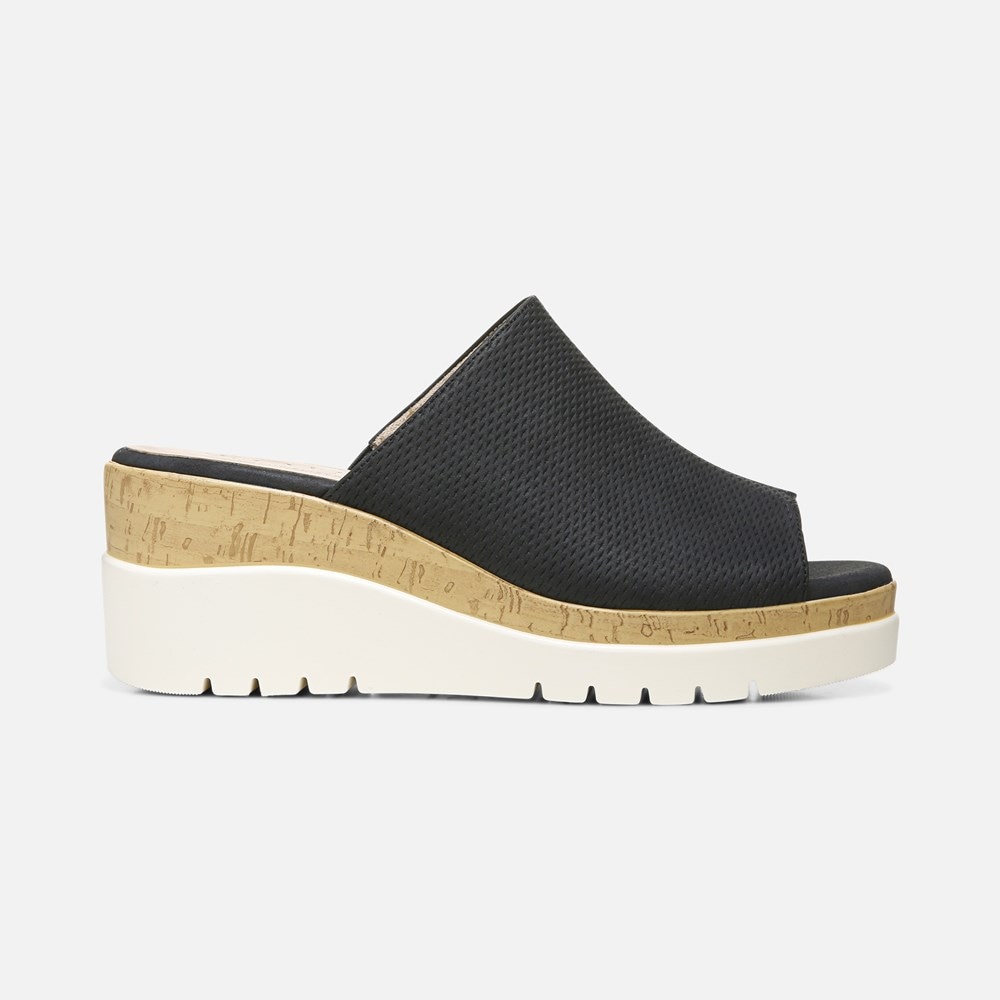 Naturalizer Soul Goodtimes Mule Wedge Sandal - Black Manmade Naturalizer Soul Goodtimes Mule Wedge Sandal - Black Manmade
