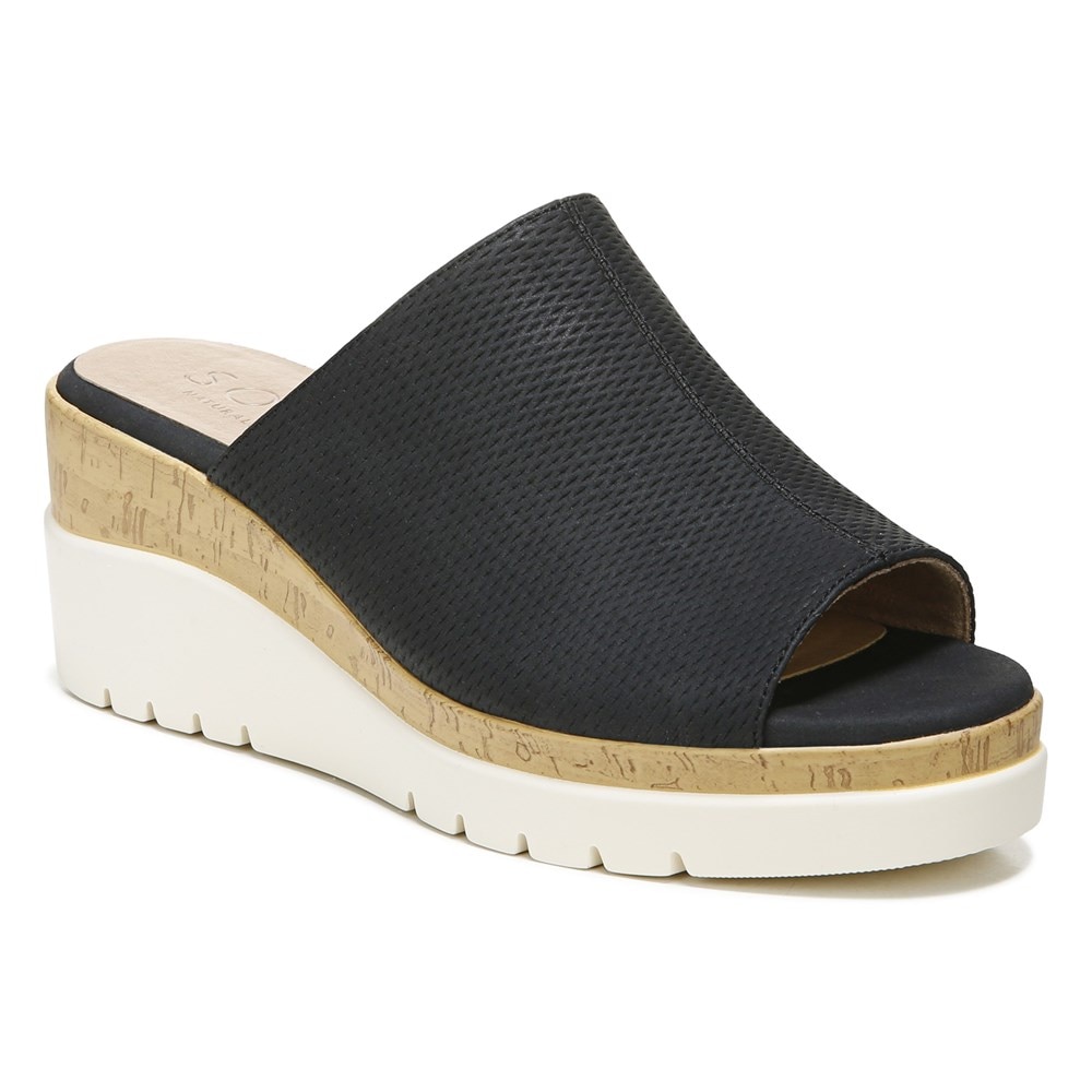 Naturalizer Soul Goodtimes Mule Wedge Sandal - Black Manmade Naturalizer Soul Goodtimes Mule Wedge Sandal - Black Manmade
