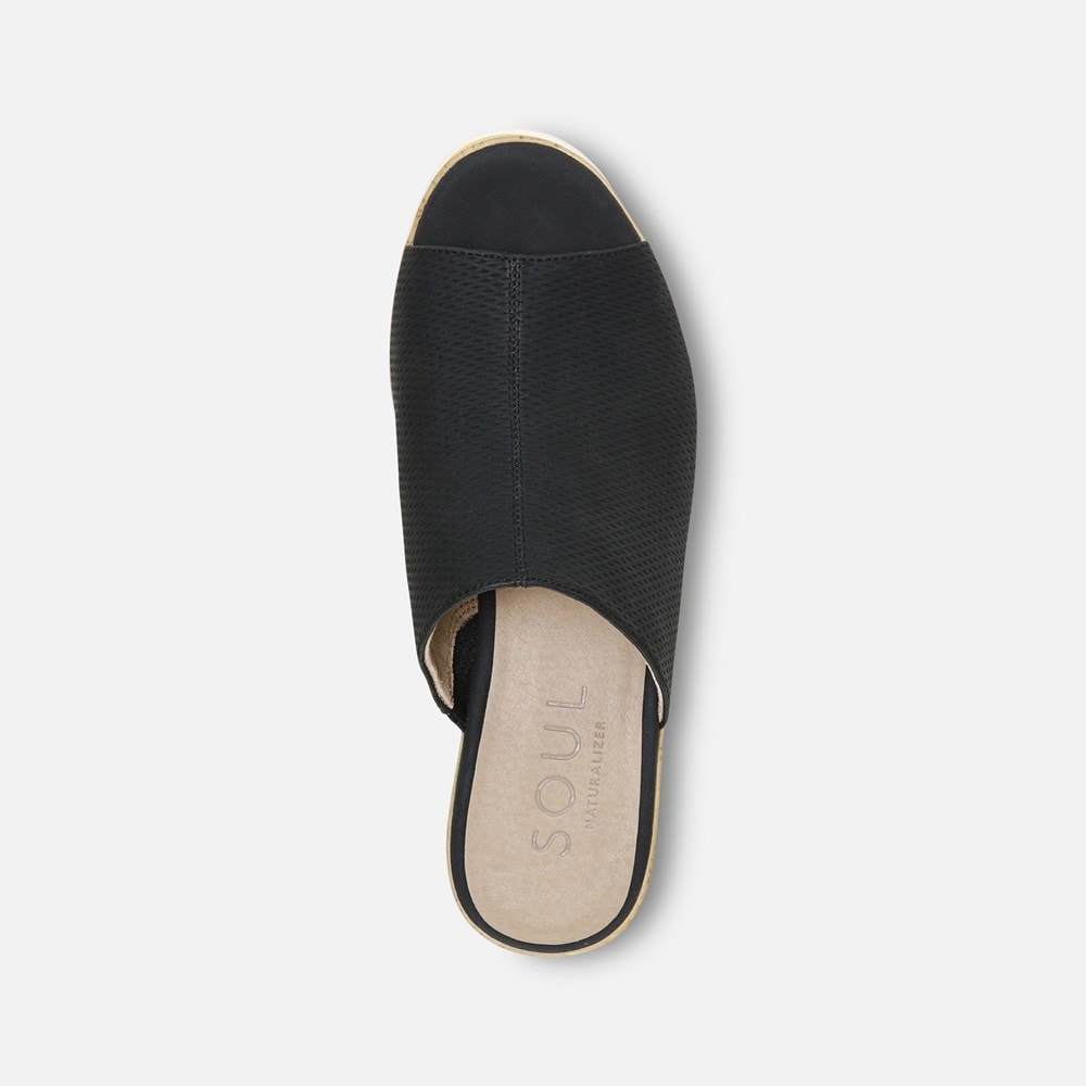 Naturalizer Soul Goodtimes Mule Wedge Sandal - Black Manmade Naturalizer Soul Goodtimes Mule Wedge Sandal - Black Manmade