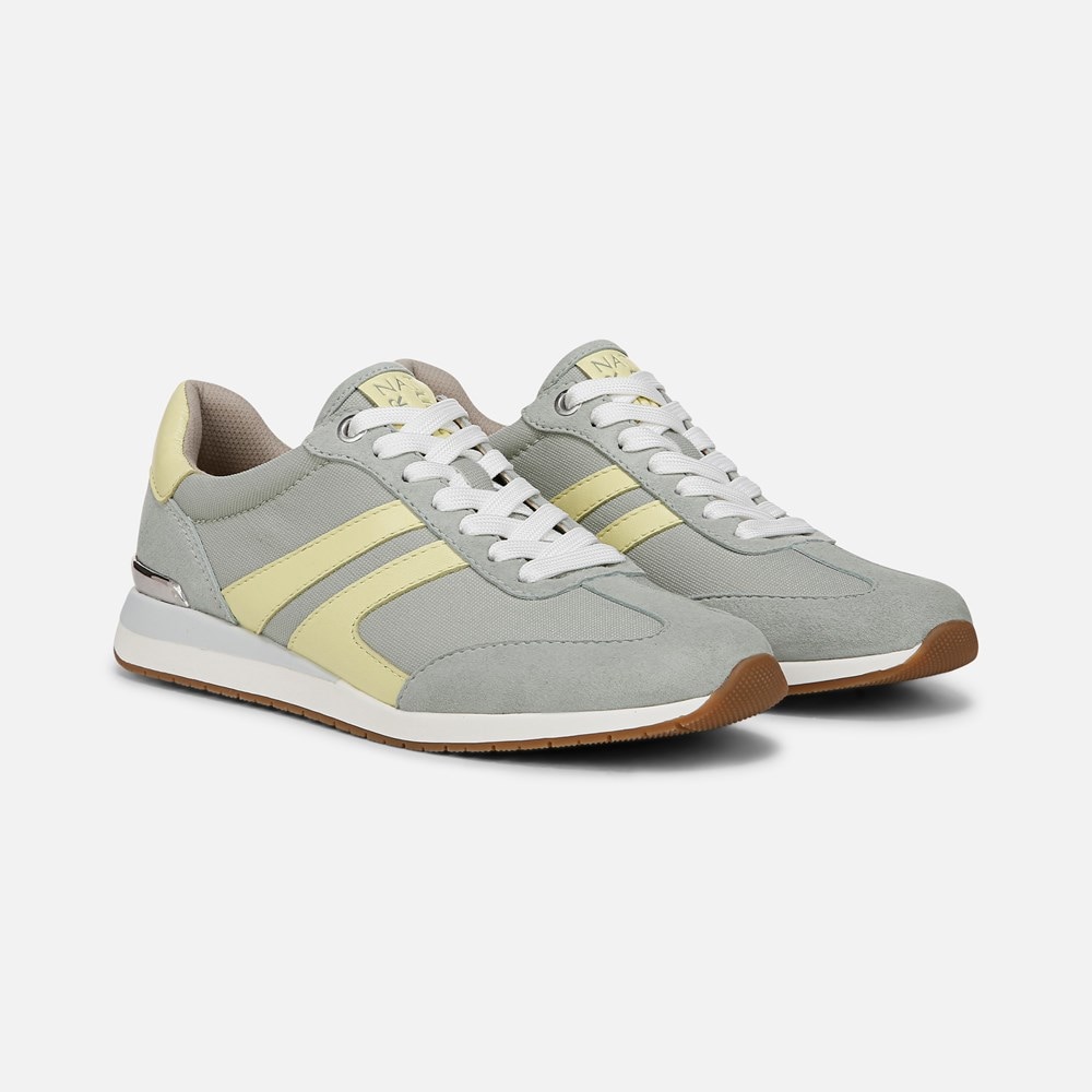 Naturalizer Lorena Lace Up Sneaker - Pistachio Fabric \u0026 Suede