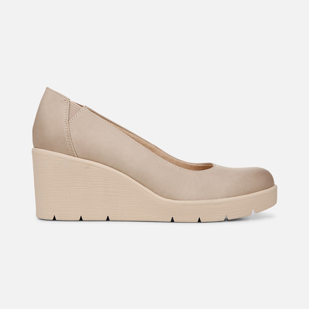 Naturalizer SOUL About Time Wedge Pump - Warm Taupe Tan Faux Leather Naturalizer SOUL About Time Wedge Pump - Warm Taupe Tan Faux Leather