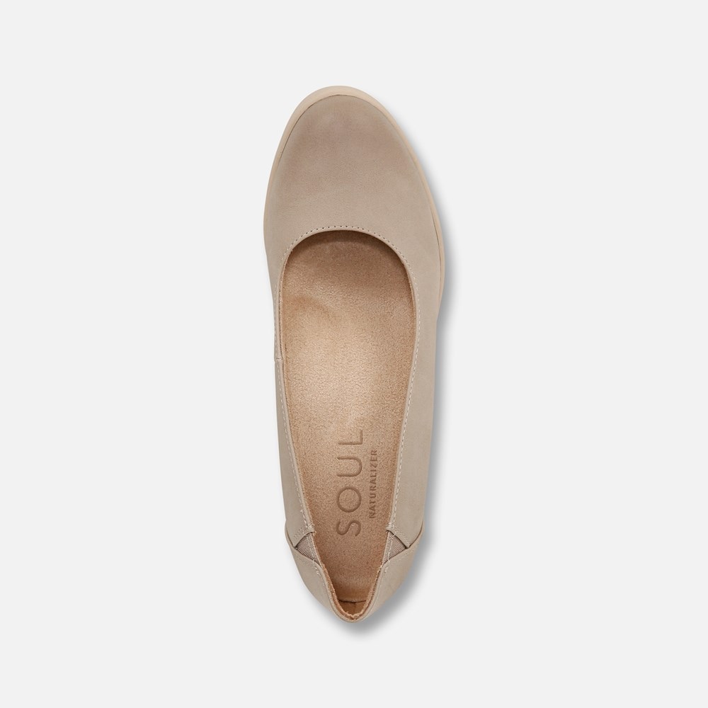 Naturalizer SOUL About Time Wedge Pump - Warm Taupe Tan Faux Leather Naturalizer SOUL About Time Wedge Pump - Warm Taupe Tan Faux Leather