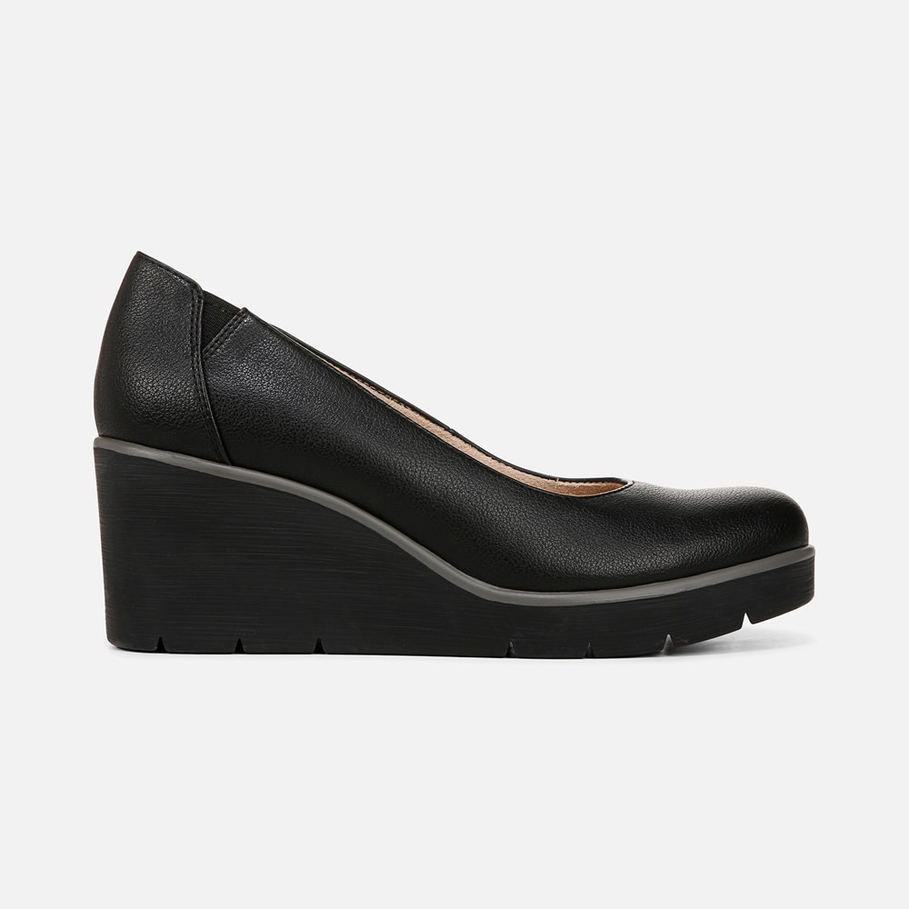 Naturalizer SOUL About Time Wedge Pump - Black Faux Leather Naturalizer SOUL About Time Wedge Pump - Black Faux Leather