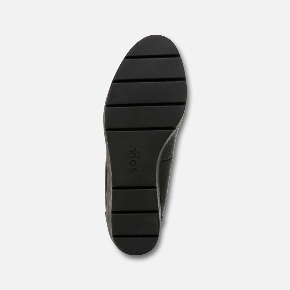 Naturalizer SOUL About Time Wedge Pump - Black Faux Leather Naturalizer SOUL About Time Wedge Pump - Black Faux Leather