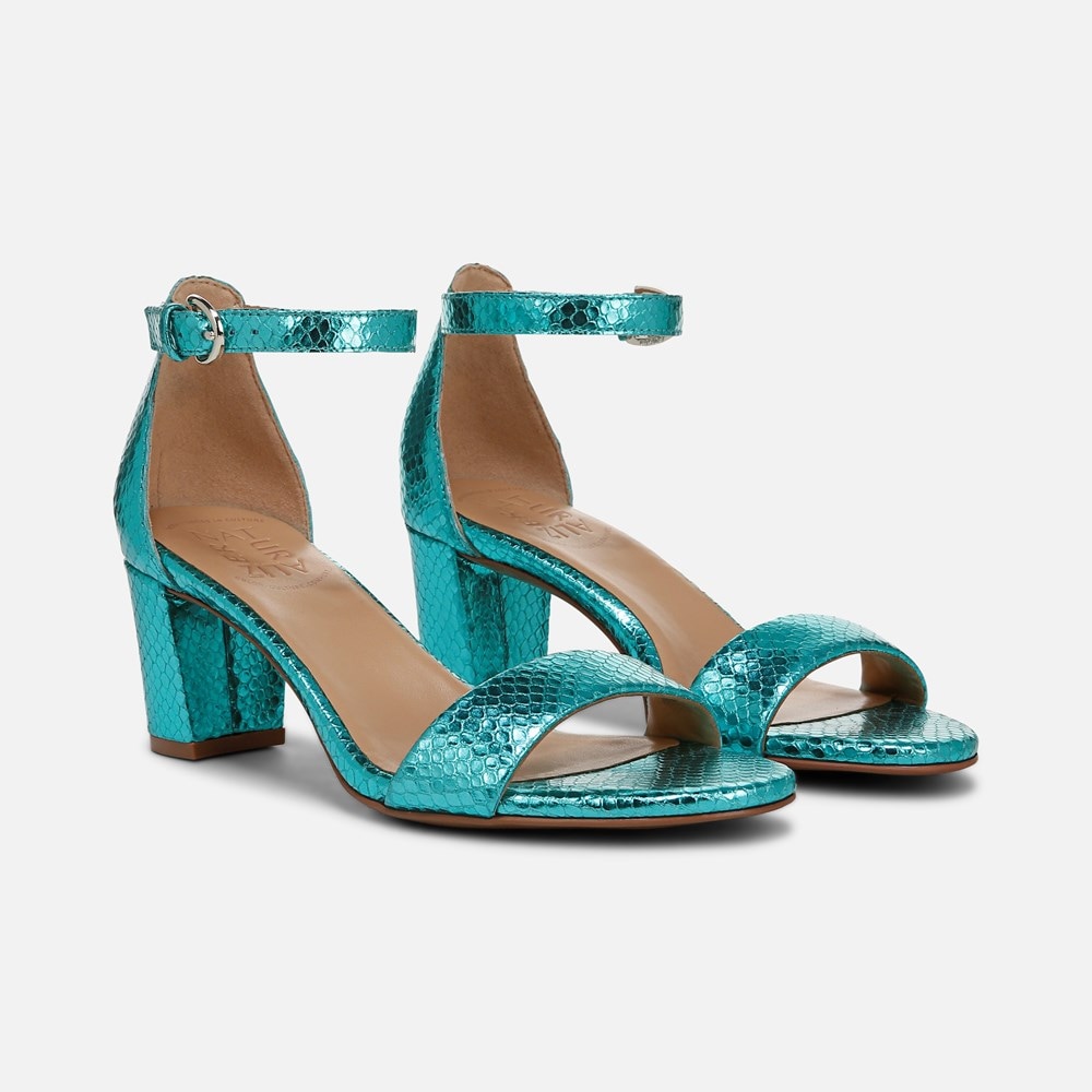 Naturalizer Limited Edition Vera Dress Sandal - Teal Metallic Snake Print Leather