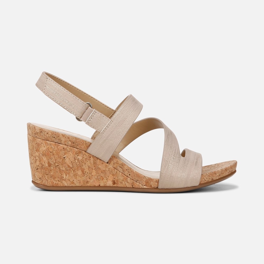 Naturalizer Adria Wedge Sandal - Fawn Beige Faux Leather Naturalizer Adria Wedge Sandal - Fawn Beige Faux Leather
