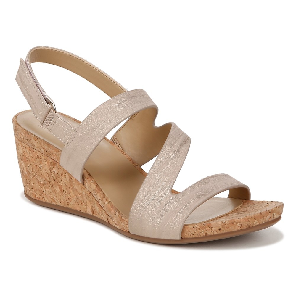 Naturalizer Adria Wedge Sandal - Fawn Beige Faux Leather Naturalizer Adria Wedge Sandal - Fawn Beige Faux Leather