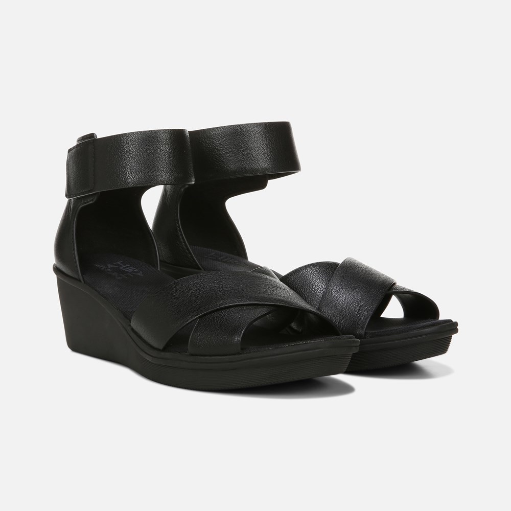 Naturalizer Riviera Wedge Sandal - Black Leather Naturalizer Riviera Wedge Sandal - Black Leather