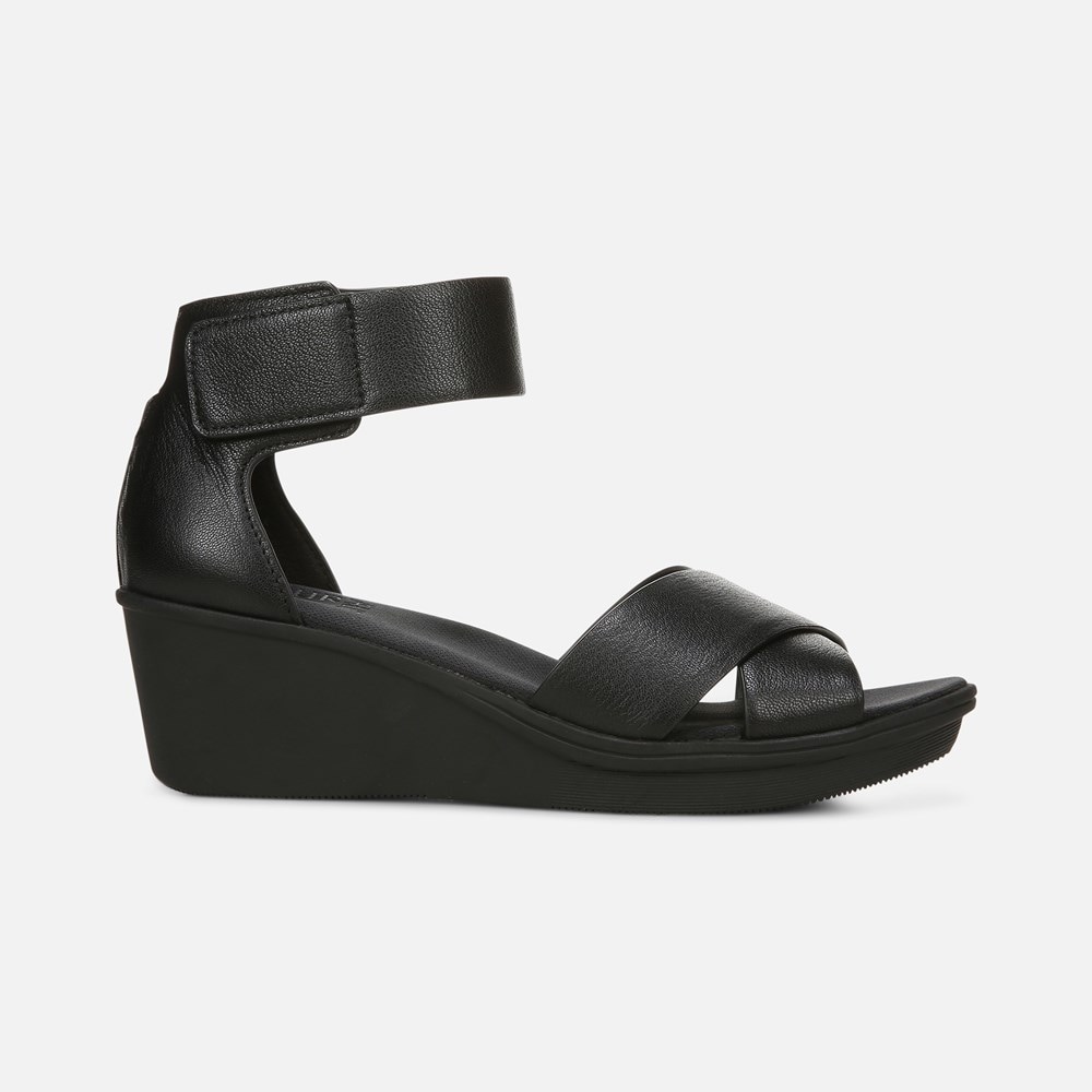 Naturalizer Riviera Wedge Sandal - Black Leather Naturalizer Riviera Wedge Sandal - Black Leather
