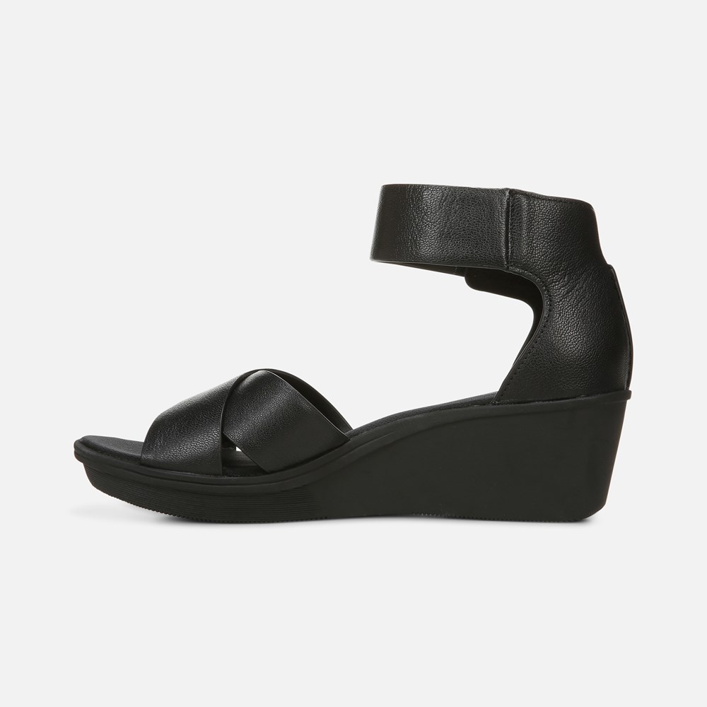 Naturalizer Riviera Wedge Sandal - Black Leather Naturalizer Riviera Wedge Sandal - Black Leather