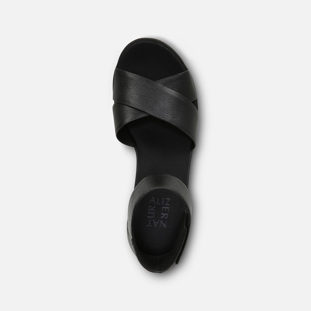 Naturalizer Riviera Wedge Sandal - Black Leather Naturalizer Riviera Wedge Sandal - Black Leather