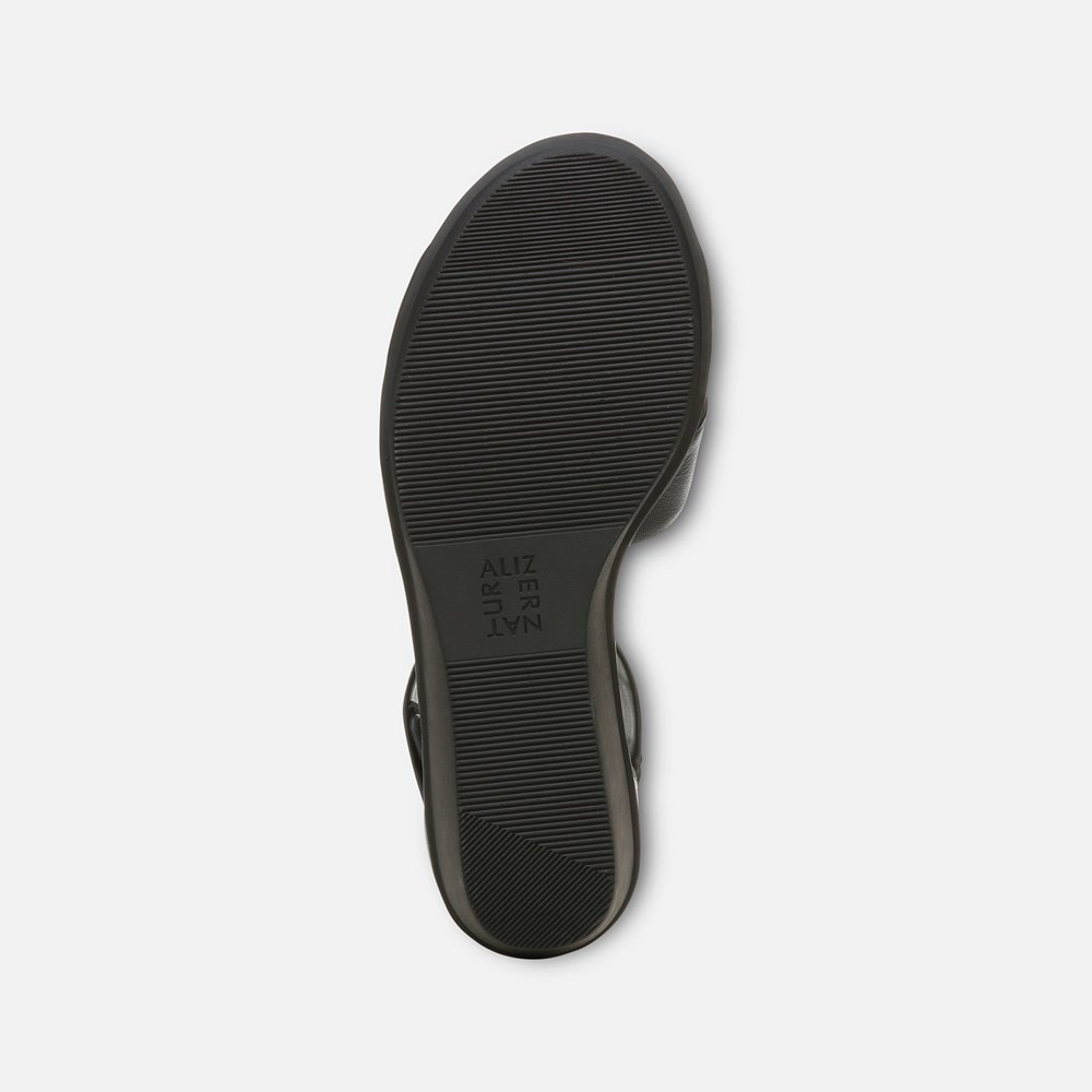Naturalizer Riviera Wedge Sandal - Black Leather Naturalizer Riviera Wedge Sandal - Black Leather