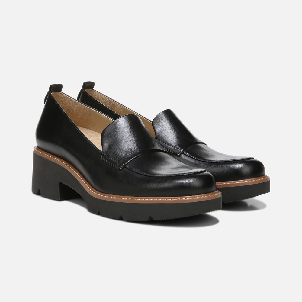 Naturalizer Darry Lug Sole Loafer - Black Leather