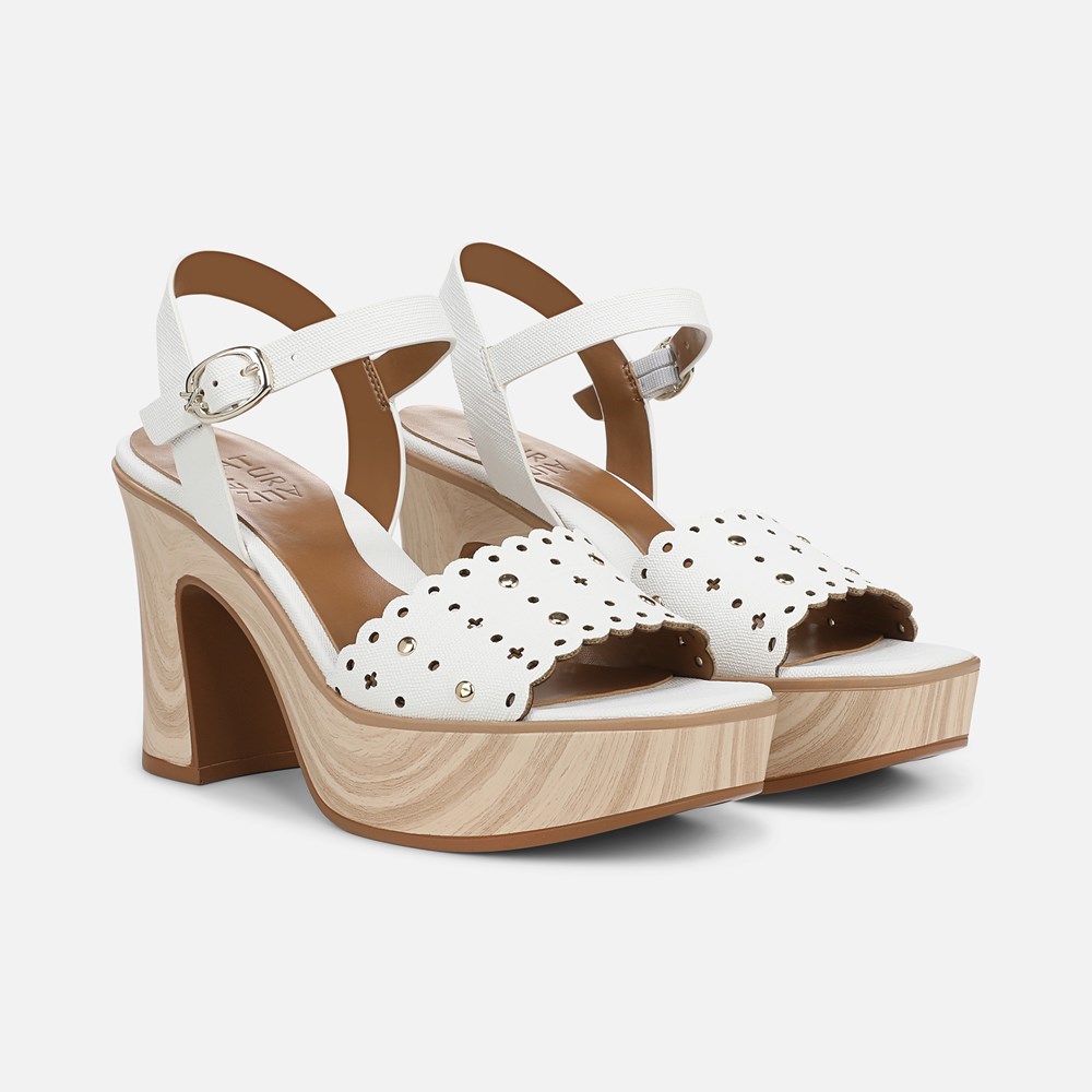 Naturalizer Kira Platform Sandal - White Faux Leather