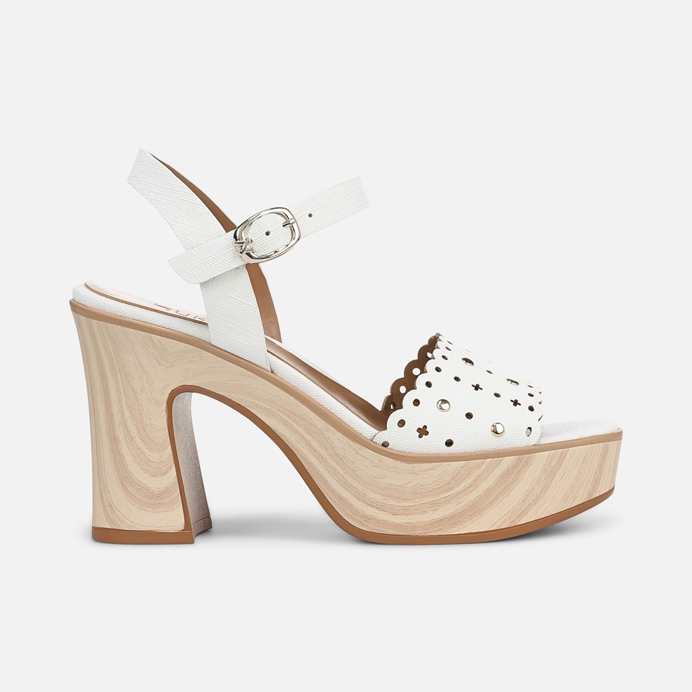Naturalizer Kira Platform Sandal - White Faux Leather