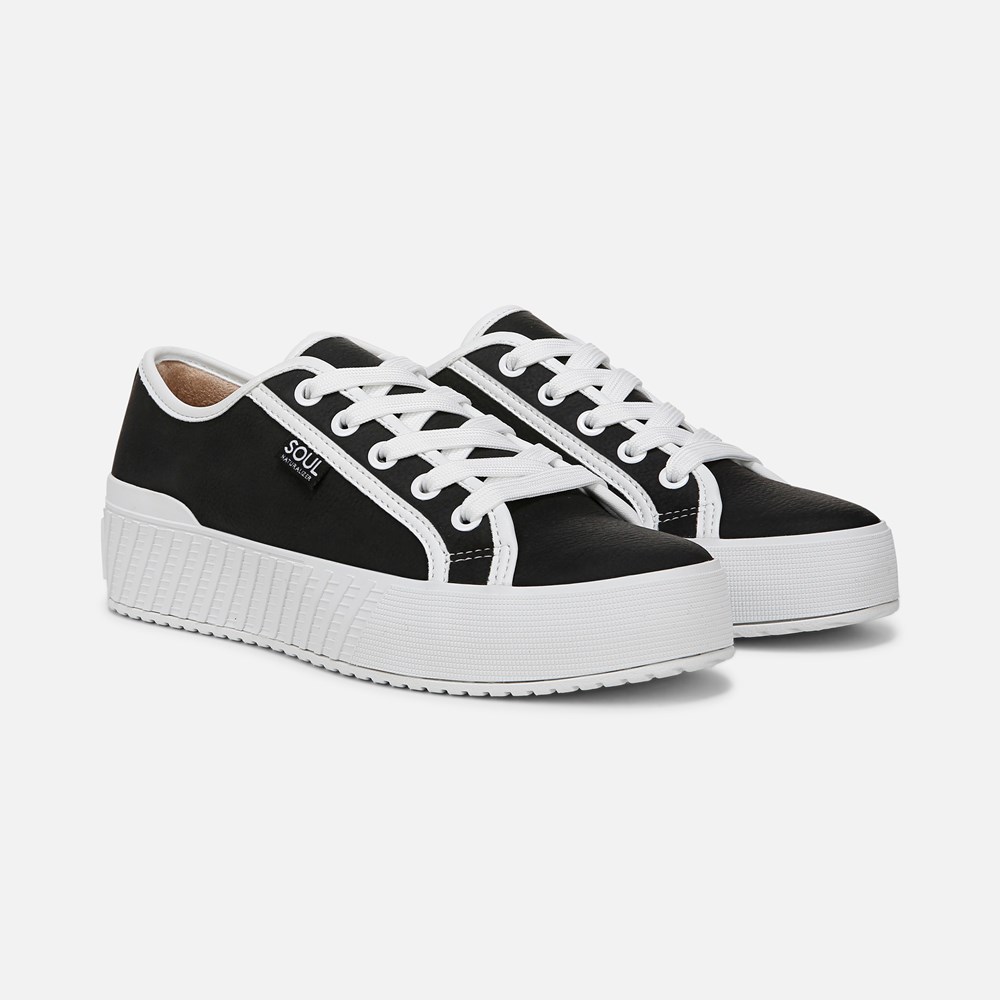Naturalizer SOUL Iliana Lace Up Sneaker - Black Faux Leather