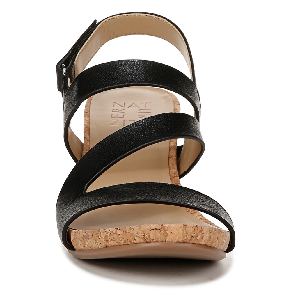 Naturalizer Adria Wedge Sandal - Black Faux Leather Naturalizer Adria Wedge Sandal - Black Faux Leather