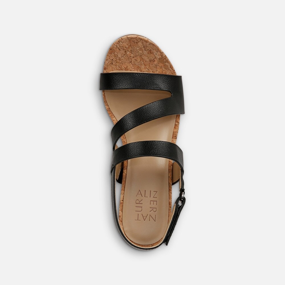 Naturalizer Adria Wedge Sandal - Black Faux Leather Naturalizer Adria Wedge Sandal - Black Faux Leather