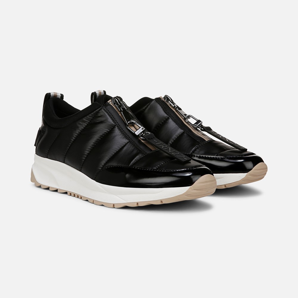 Naturalizer Think Royln Low-Breakaway Water Repellent Sneaker - Black Patent Shine Nylon