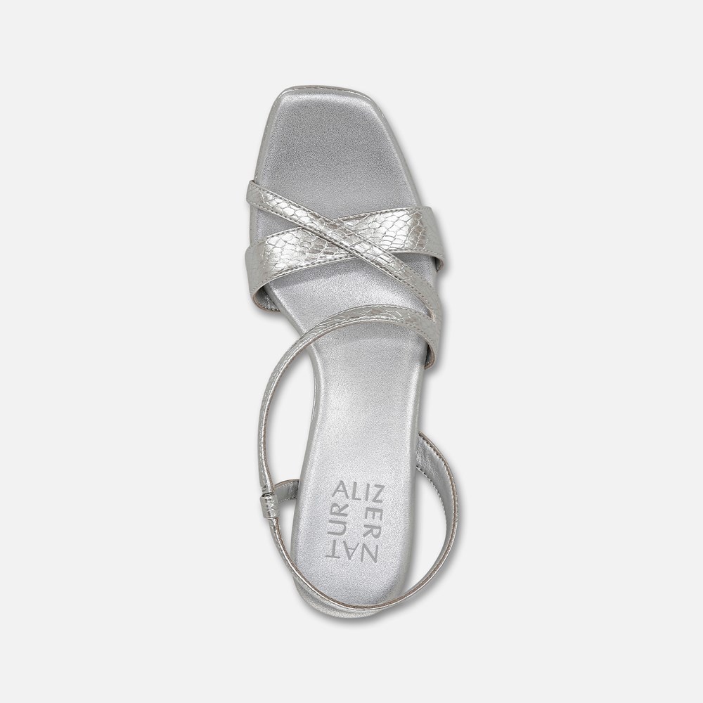 Naturalizer Kieran Strappy Dress Sandal - Silver Snake Faux Leather Naturalizer Kieran Strappy Dress Sandal - Silver Snake Faux Leather