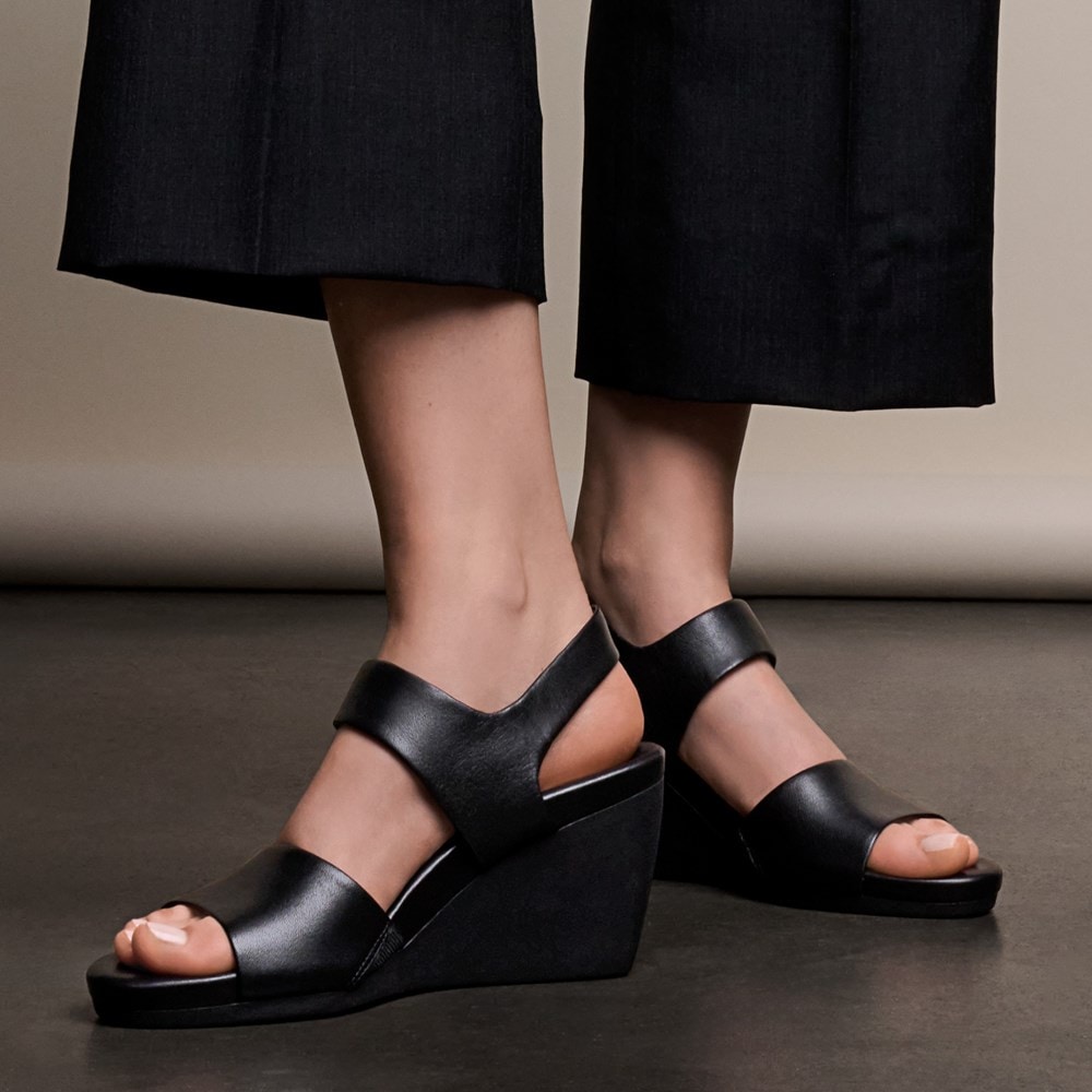 Naturalizer Imani Wedge Sandal - Black Leather Naturalizer Imani Wedge Sandal - Black Leather