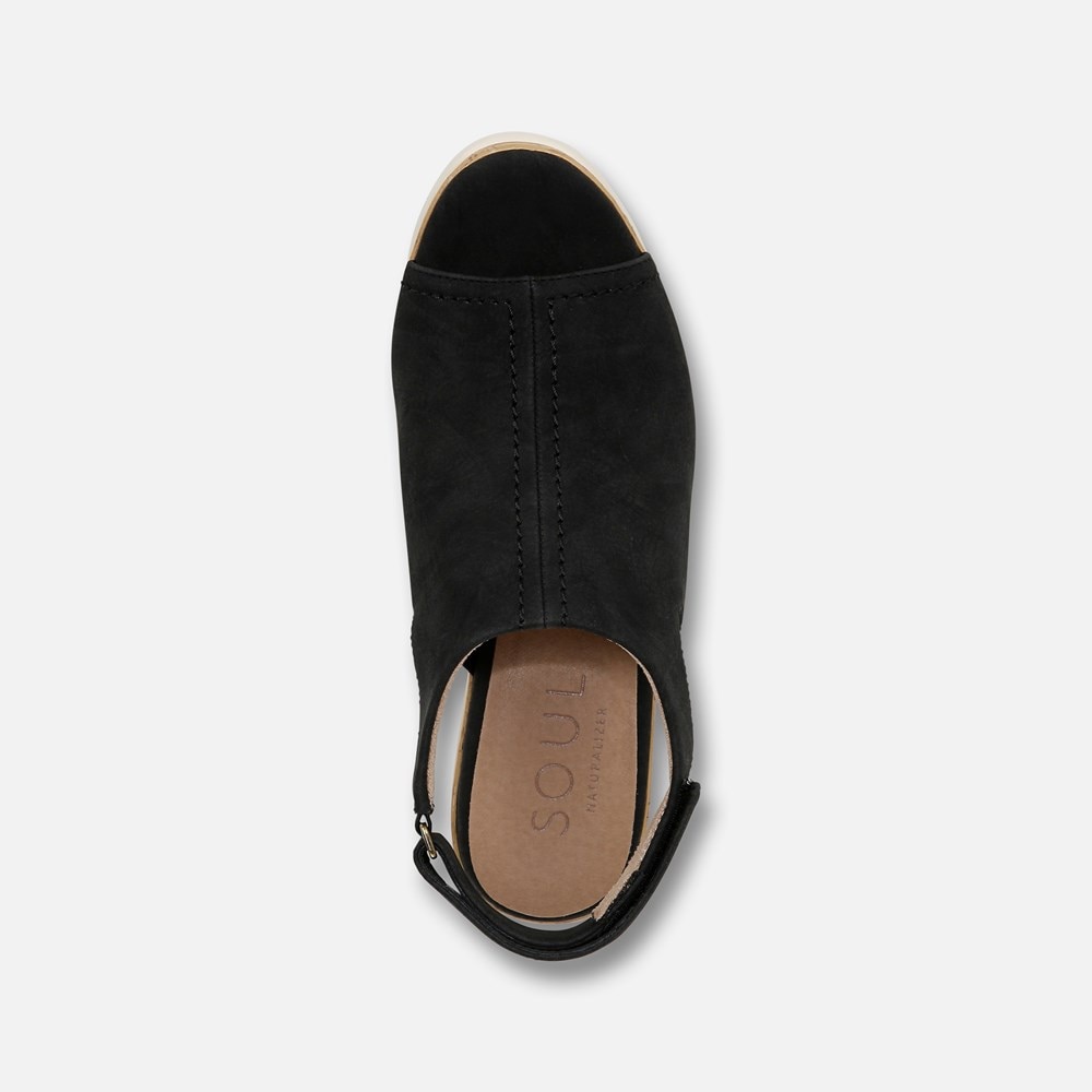 Naturalizer SOUL Giselle Wedge Sandal - Black Faux Nubuck Naturalizer SOUL Giselle Wedge Sandal - Black Faux Nubuck