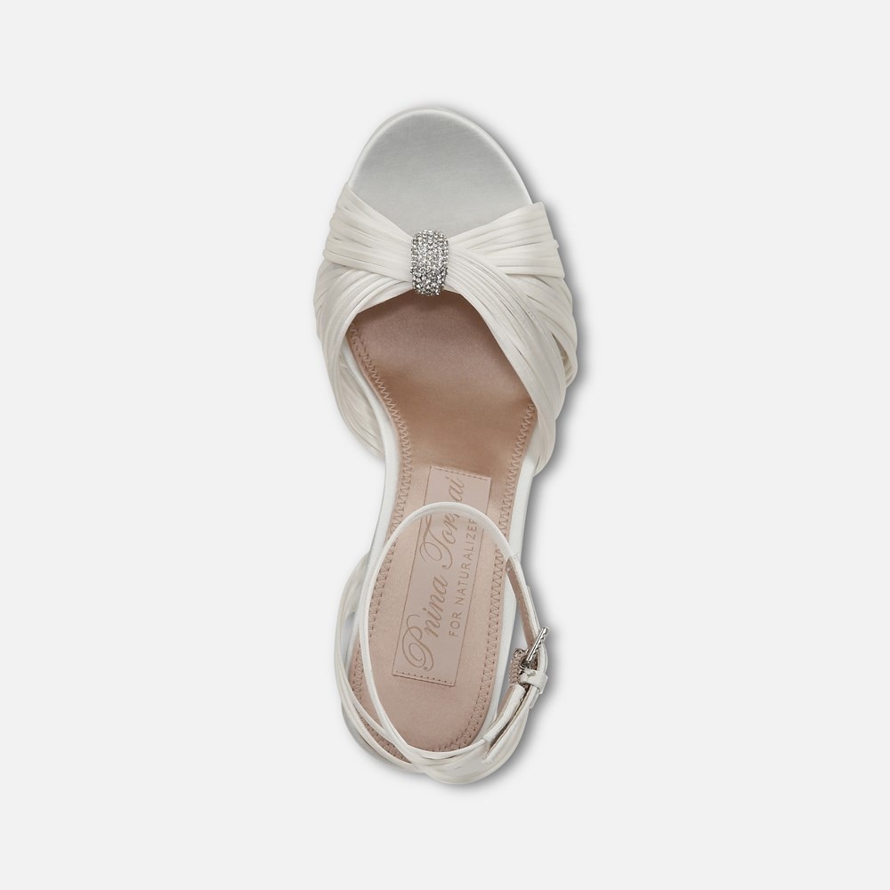 Naturalizer Cariad Ankle Strap Dress Heel - Silk White Fabric