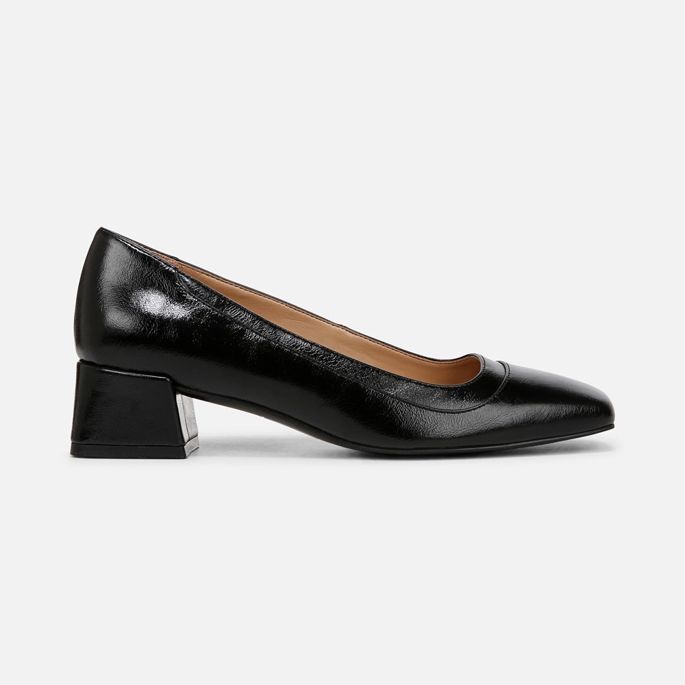 Naturalizer Huntley Block Heel Pump - Black Faux Leather