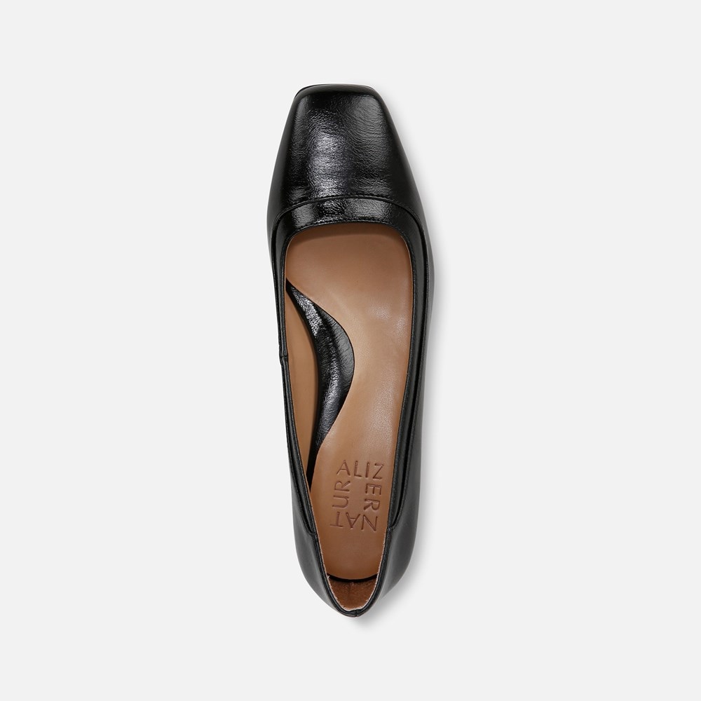 Naturalizer Huntley Block Heel Pump - Black Faux Leather