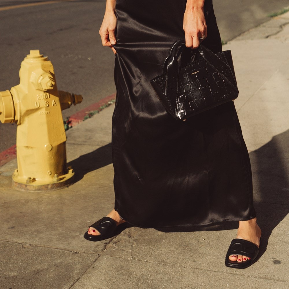 Naturalizer Genevieve Slide Sandal - Black Leather Naturalizer Genevieve Slide Sandal - Black Leather