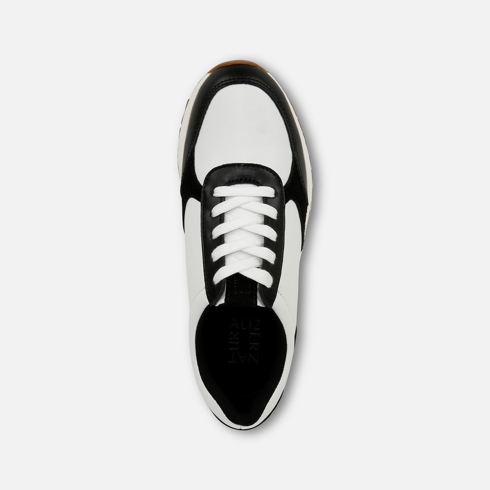 Naturalizer Shay Lace Up Sneaker - Warm White / Black Leather